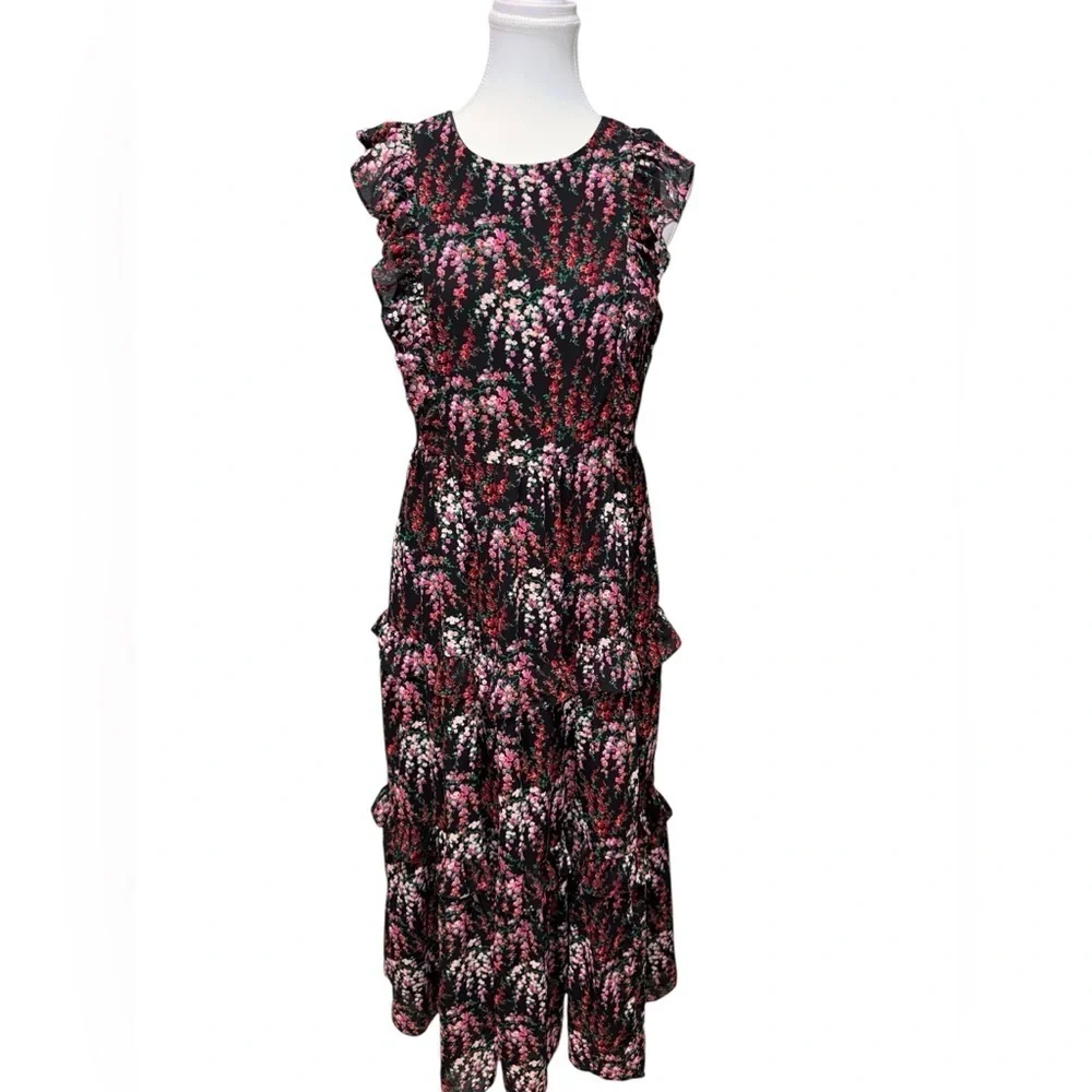 J.Crew Floral Ruffled Tiered Midi Dress